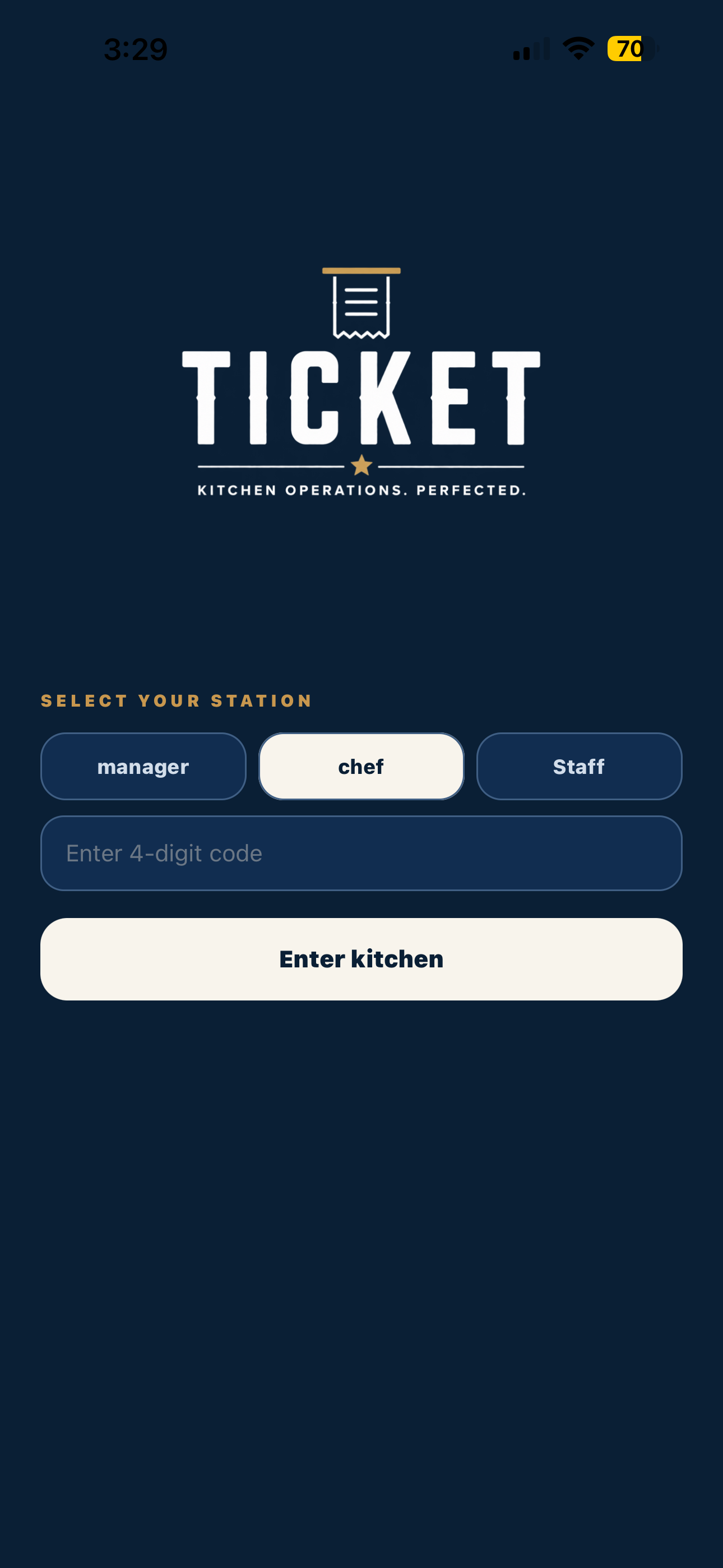 TICKET station selection screen